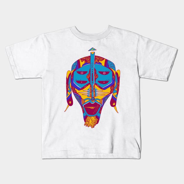 Triad African Mask No 11 Kids T-Shirt by kenallouis